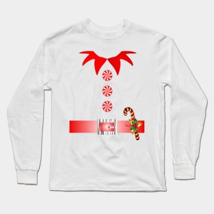 1980s kawaii cute ugly christmas sweater elf costume Long Sleeve T-Shirt